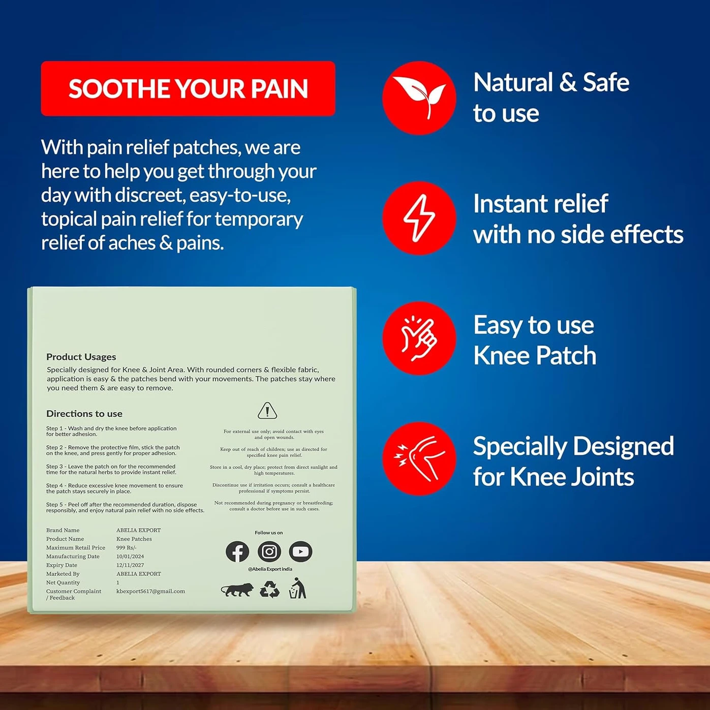 Laxit Pain Relief 100% Herbal Patches Sticker Knee Body Joint Pain Ayurvedic Patch Plaster & Patch - Image 3